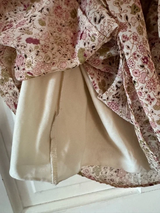 Motherhood Cream Floral V-Neck Dress with Pink & Green Print - Picture 4 of 4